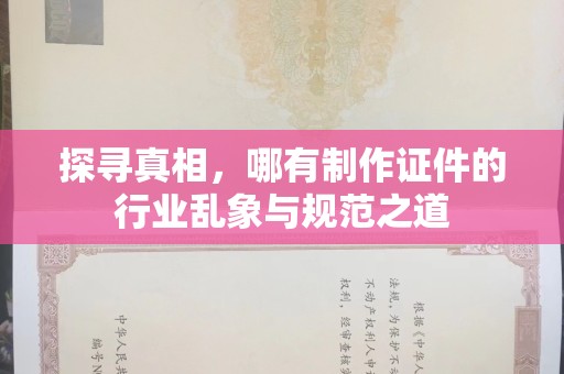 郑州探寻真相，哪有制作证件的行业乱象与规范之道